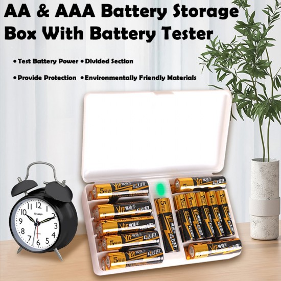 AA / AAA Battery Storage Box With Battery Tester