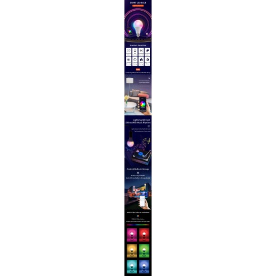 Tuya 10W RGB + CCT Bluetooth Smart Light Bulb