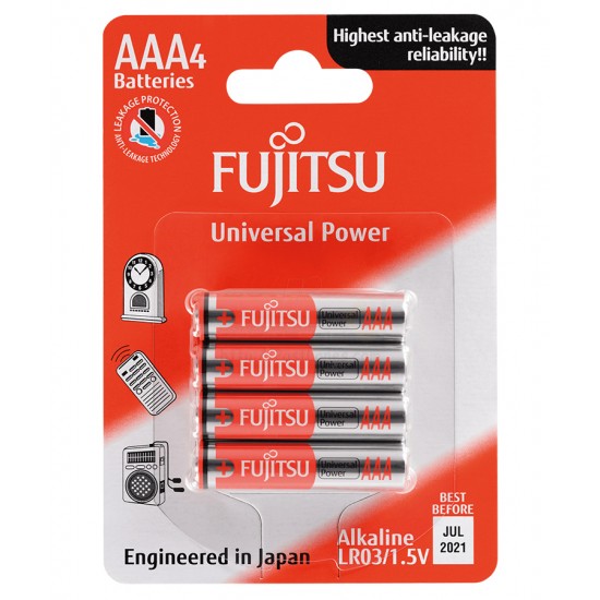 Fujitsu Universal Power AAA Alkaline Anti Leak Battery [4pcs]