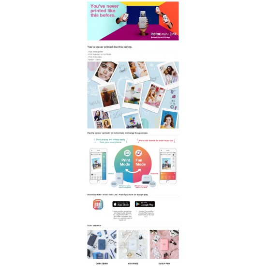 Instax Mini Link Smartphone Photo Printer (Ash White)