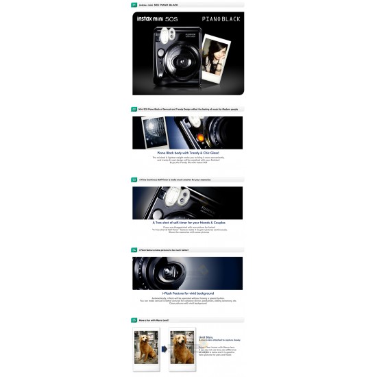 Fujifilm Instax Mini 50S Piano Camera (Black) + Mystery Gift