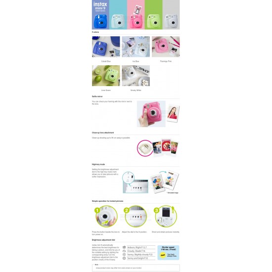Fujifilm Instax Mini 9 Camera (Lime Green)