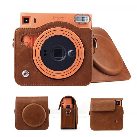 Retro Brown Leather Bag For Instax Square SQ1