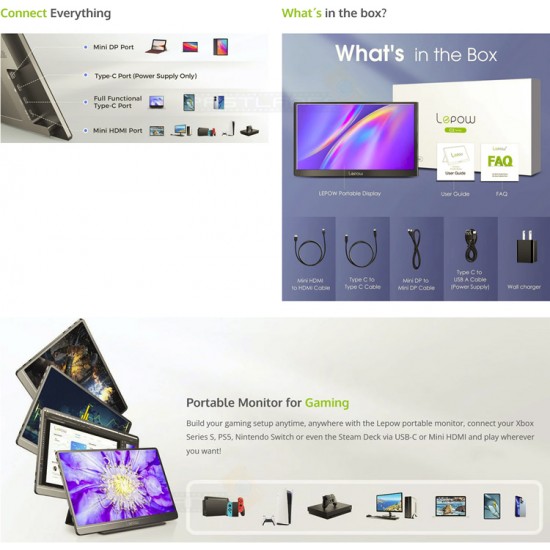 Lepow C2 Portable Monitor 15.6" with Kickstand