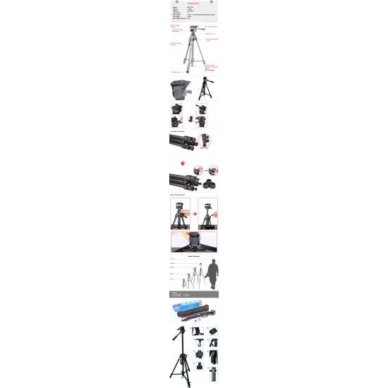 Weifeng WT-3730 Professional Tripod + FREE Phone Holder